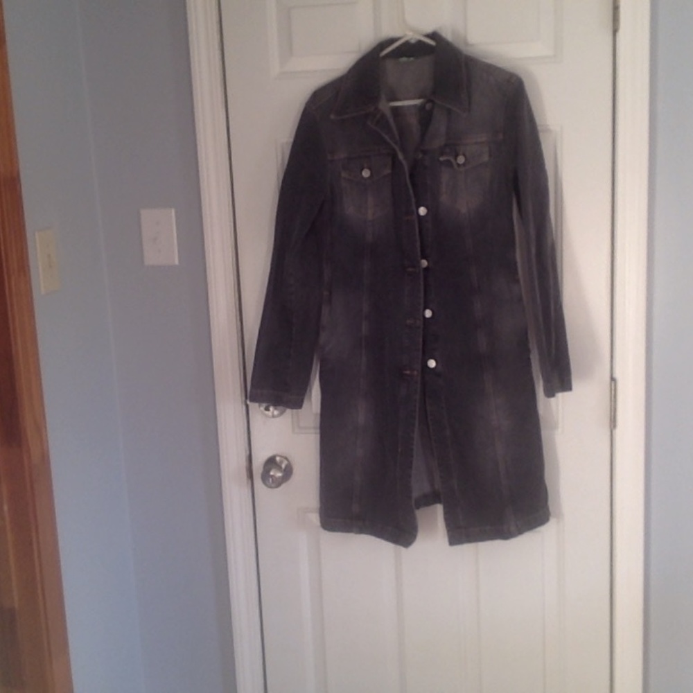 Italian Denim Jean Trench Jacket Size M United Colors of Benetton